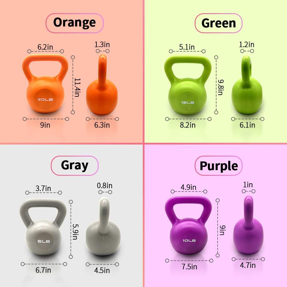 10lbs Kettlebell Set, Strength Training Kettlebells Weight Set For Women, Vinyl Coated Kettle Bell For Home Gym Workout Weight Lifting Equipment, Comfortable Grip Wide Handle Weights