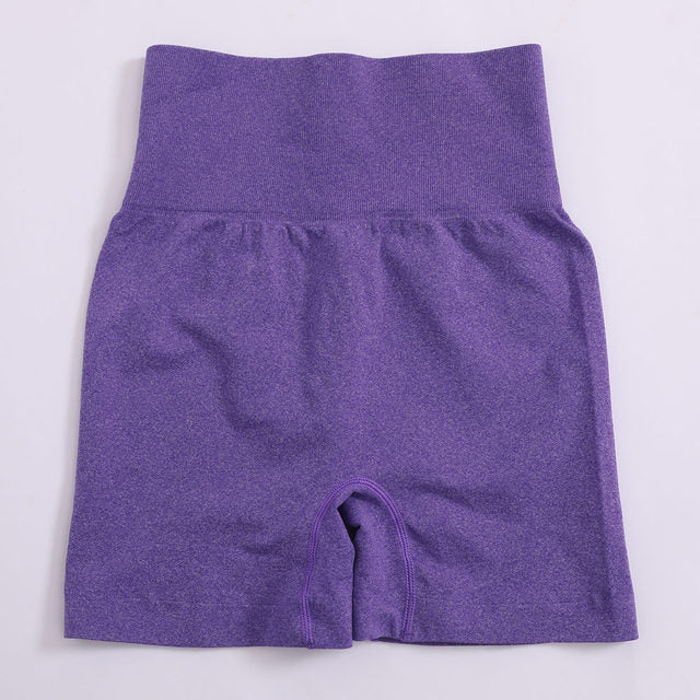 Solid High Waist Yoga Sport Shorts Women Gym Fitness Push Up