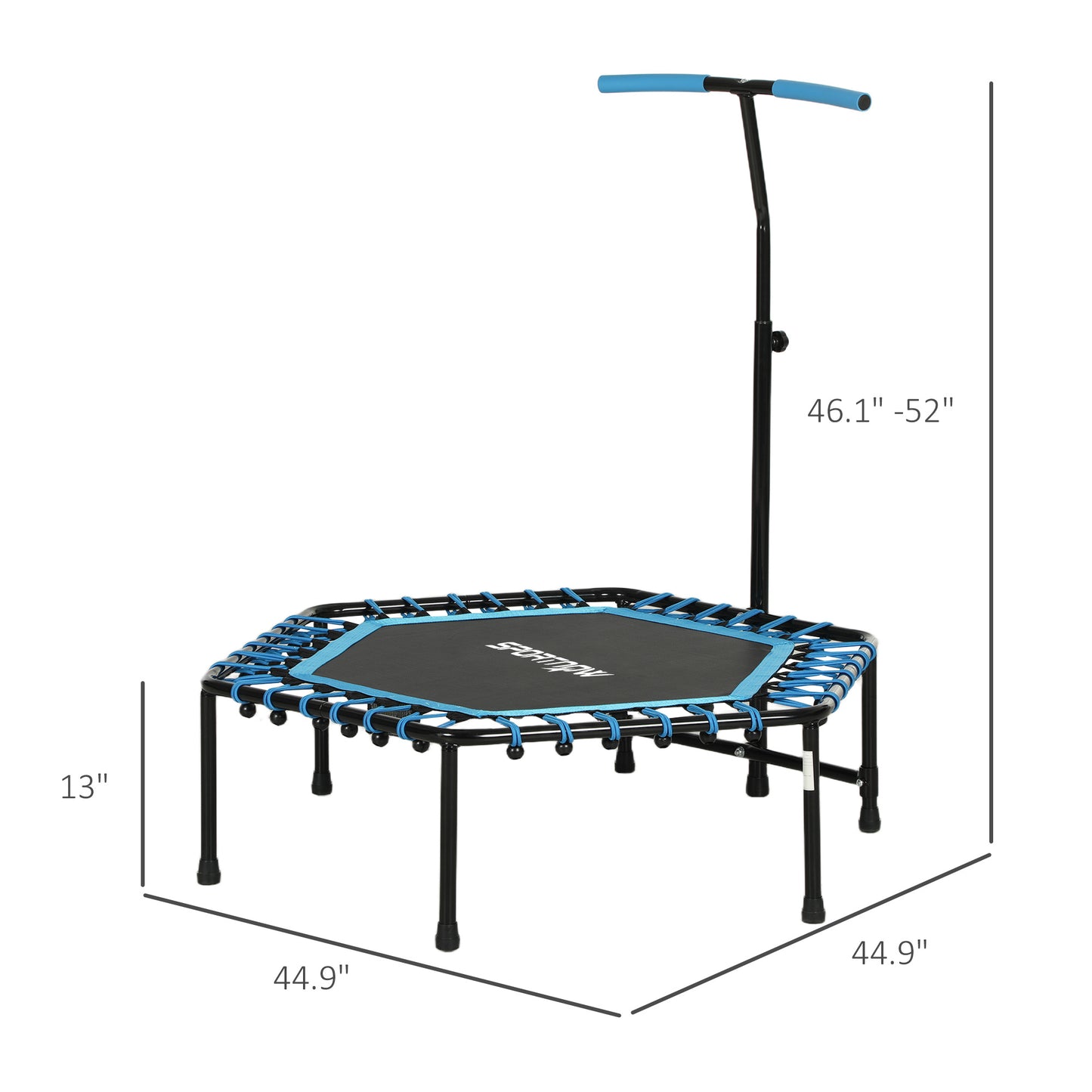 45 Rebounder Trampoline For Adults, Quiet Bungee Rebounder With LED Lights And Adjustable Handle, Blue