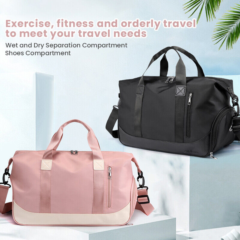 Men Women Gym Duffle Bag Waterproof Large Weekend Travel Sport Holdall Luggage