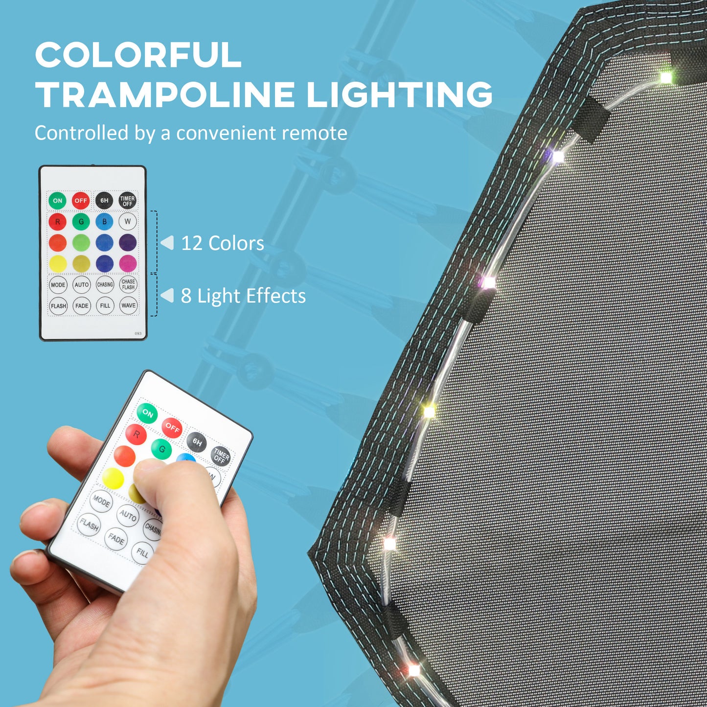 45 Rebounder Trampoline For Adults, Quiet Bungee Rebounder With LED Lights And Adjustable Handle, Blue