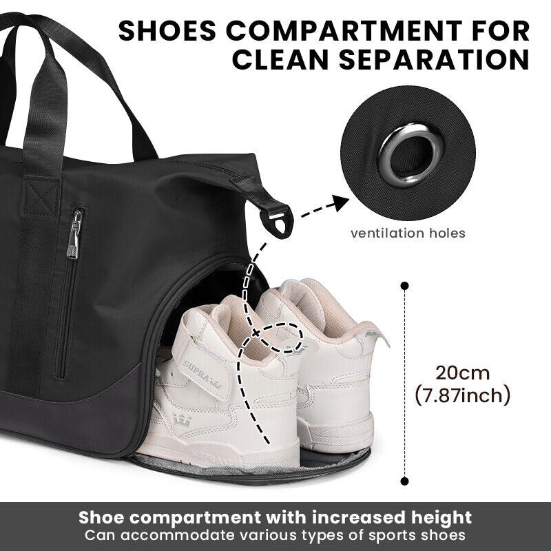 Men Women Gym Duffle Bag Waterproof Large Weekend Travel Sport Holdall Luggage